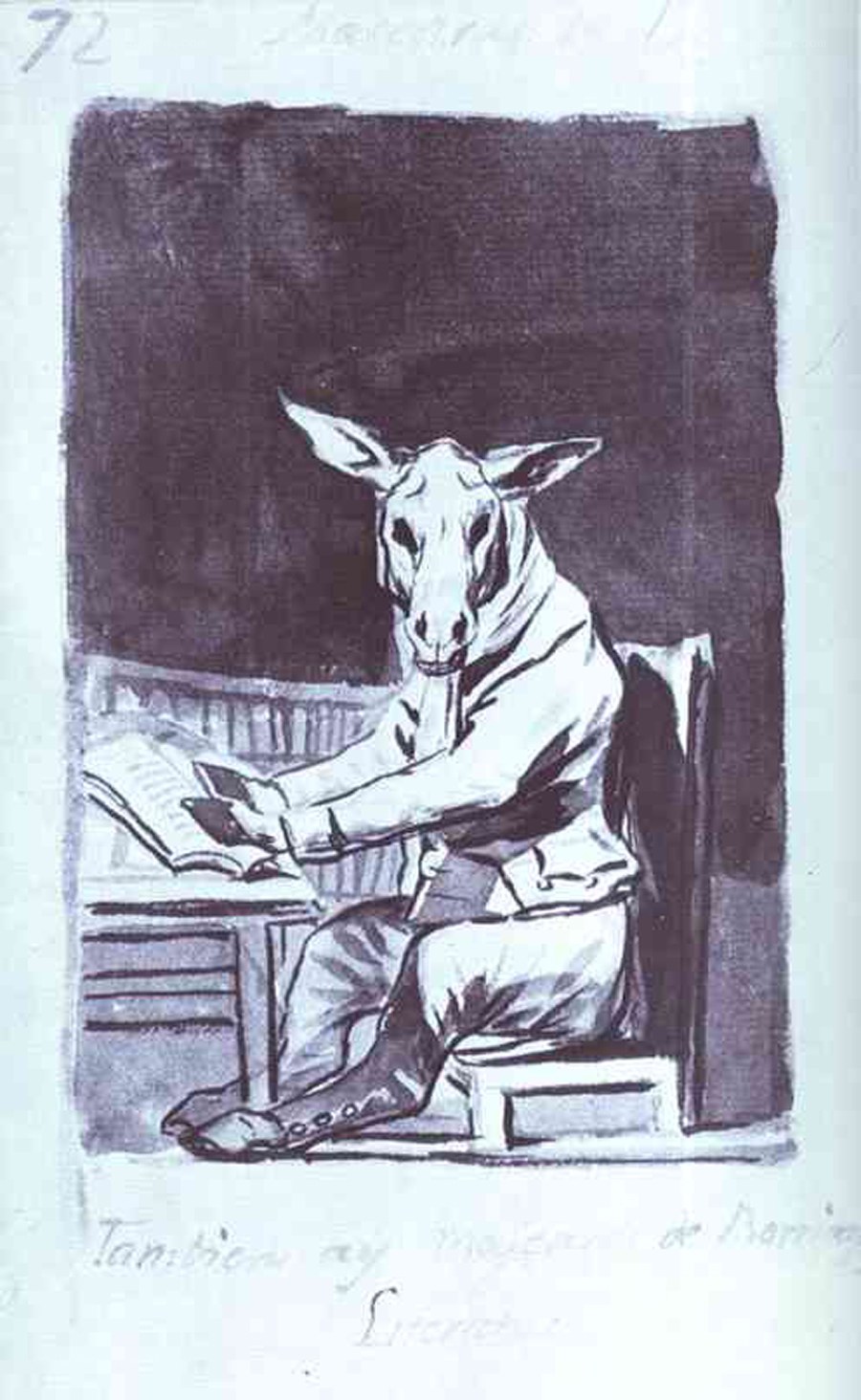 donkey-headed figure at desk