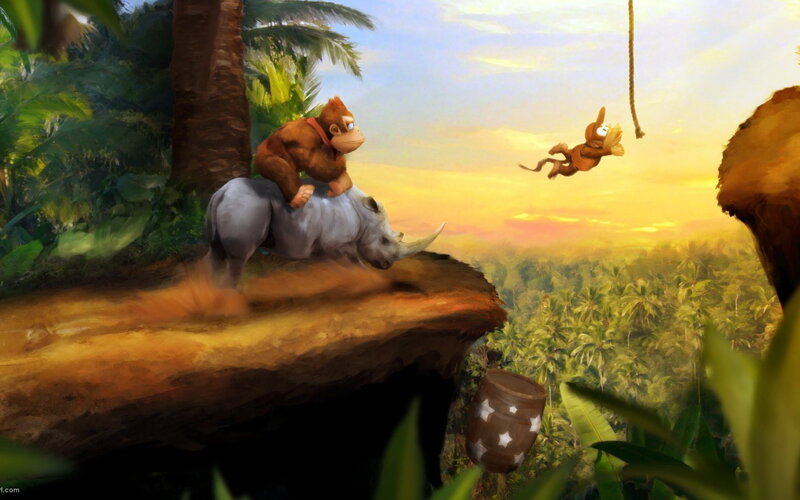 Donkey Kong and Diddy Kong in jungle