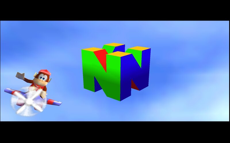 Donkey Kong flying near N64 logo