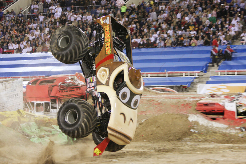 Donkey Kong monster truck in action