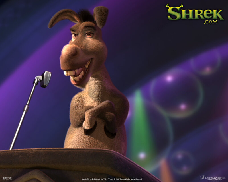 Donkey singing on stage