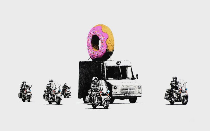 Donut truck with police escort