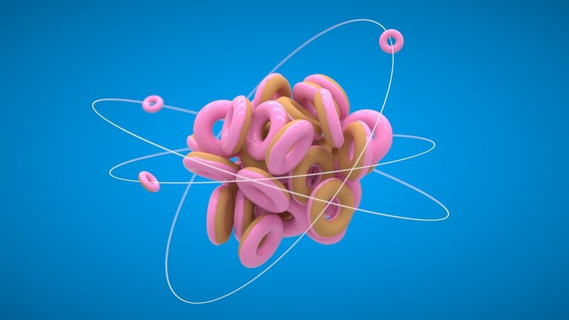 Donuts in Atom Model — Blue, Playful