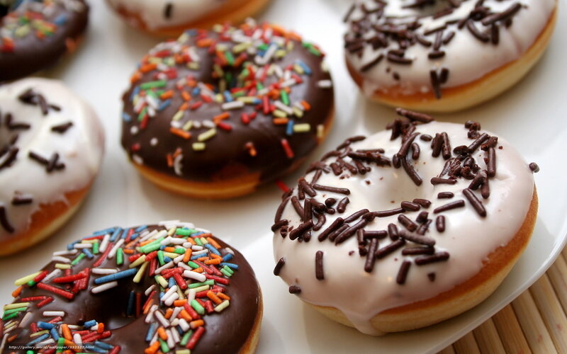 Donuts with Sprinkles — Brown, Appetizing, Photograph