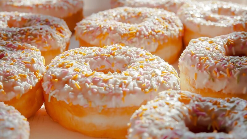 Donuts with Sprinkles — White, Appetizing, Afternoon