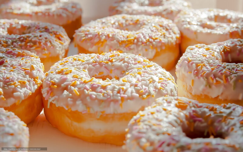 Donuts with Sprinkles — White, Appetizing