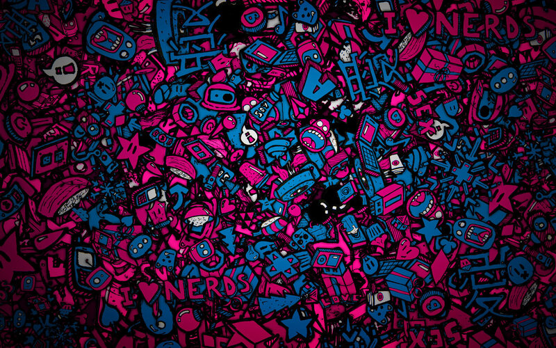 Doodle Art Collage — Pink