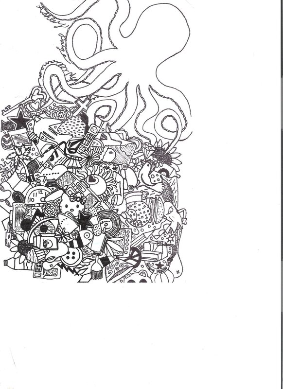 doodle art with octopus