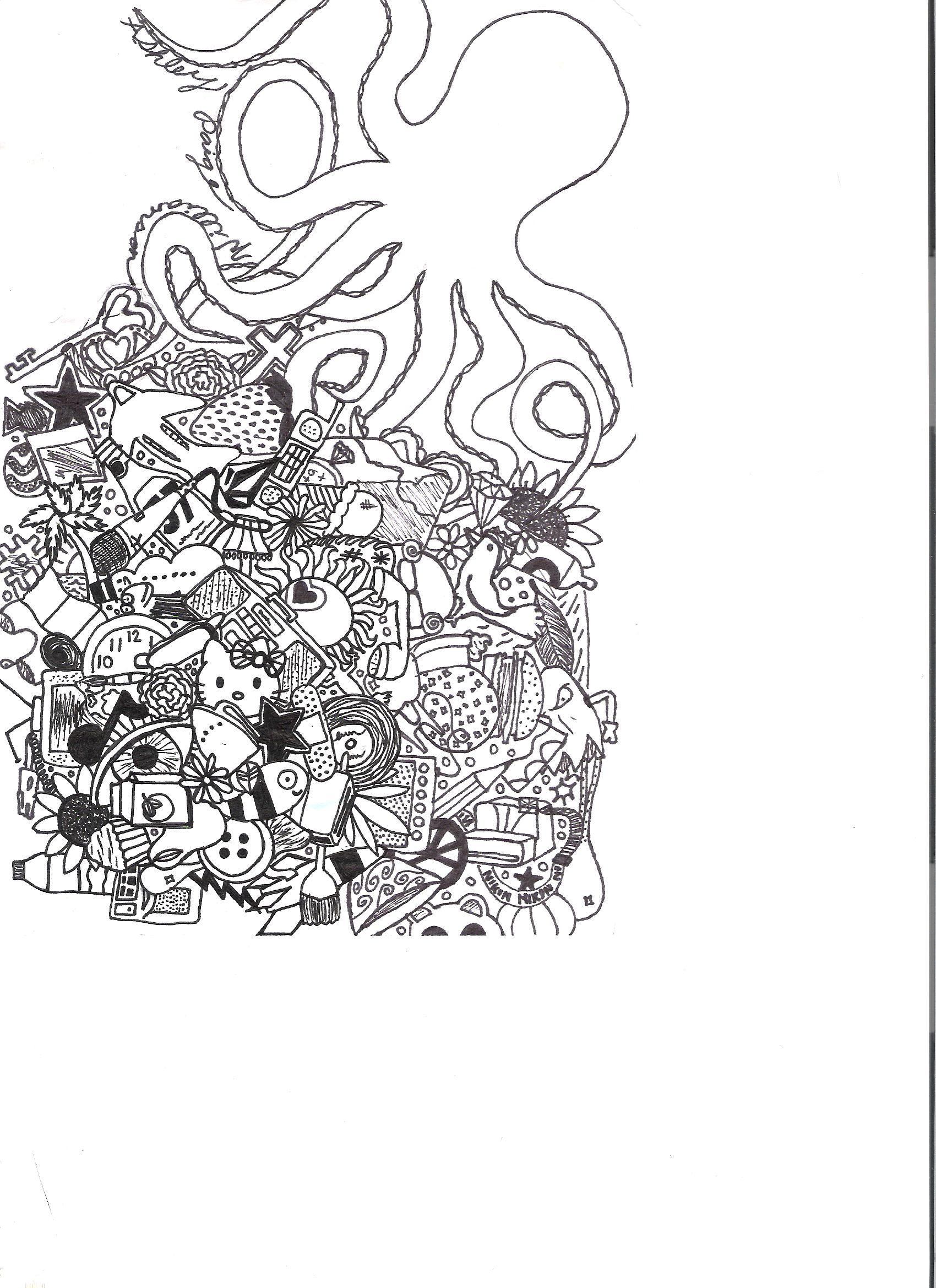 doodle art with octopus