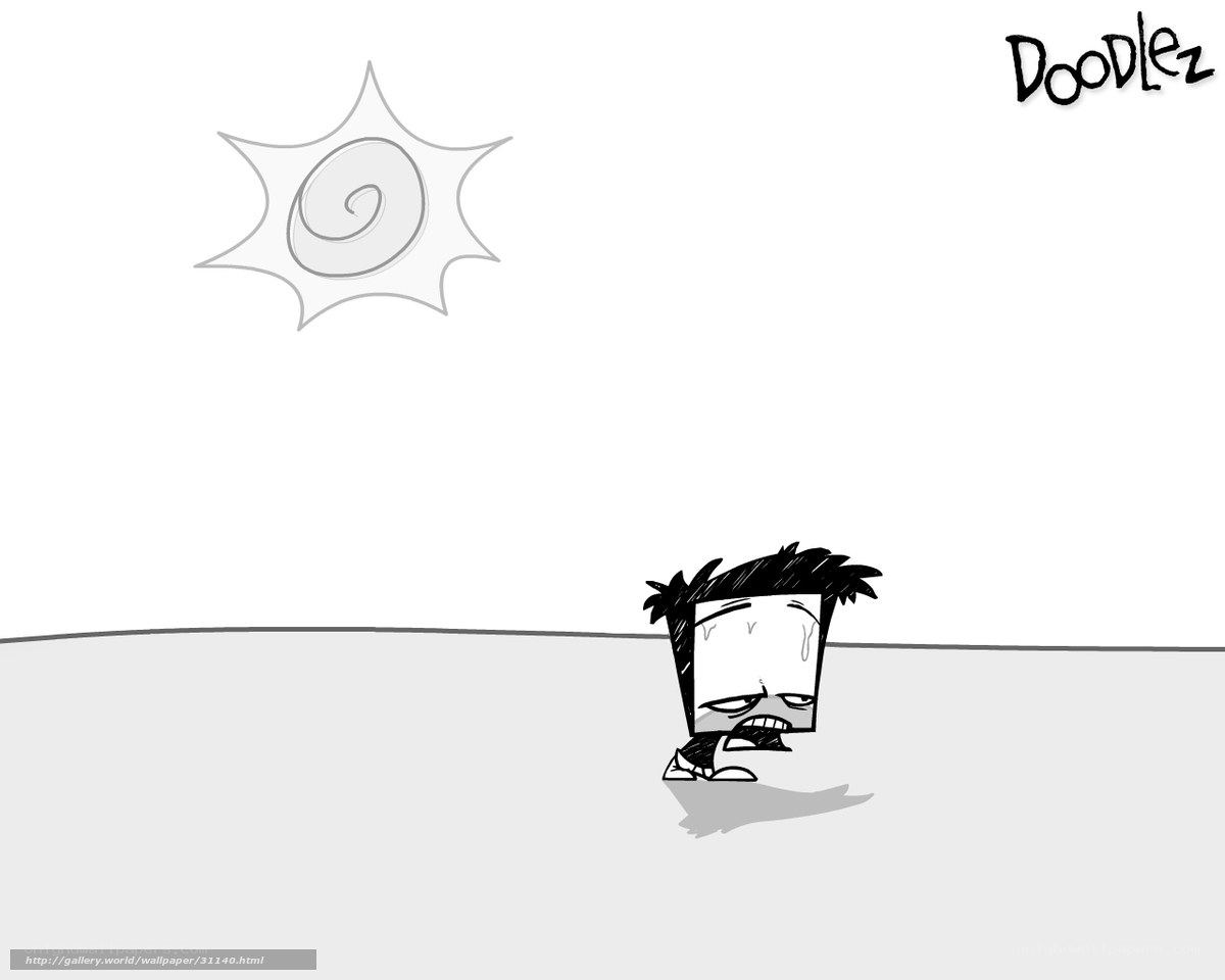 Doodle character in sun