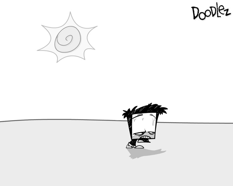 doodle character under sun