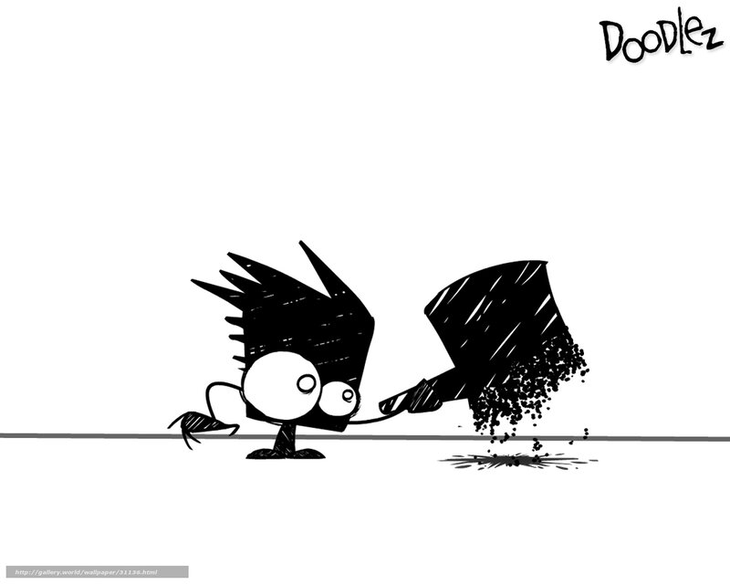 Doodle character with top hat