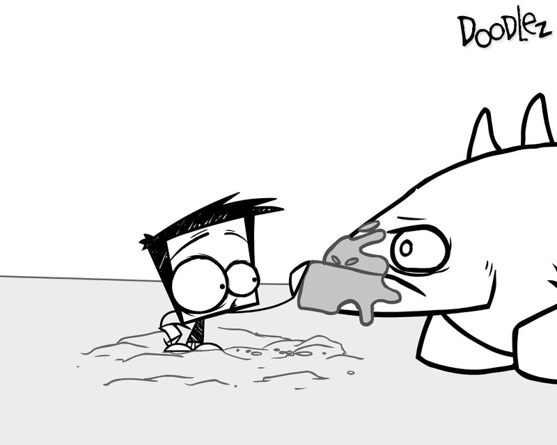 doodle characters interacting