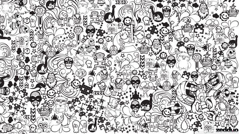Doodle Collage of Cartoon Characters