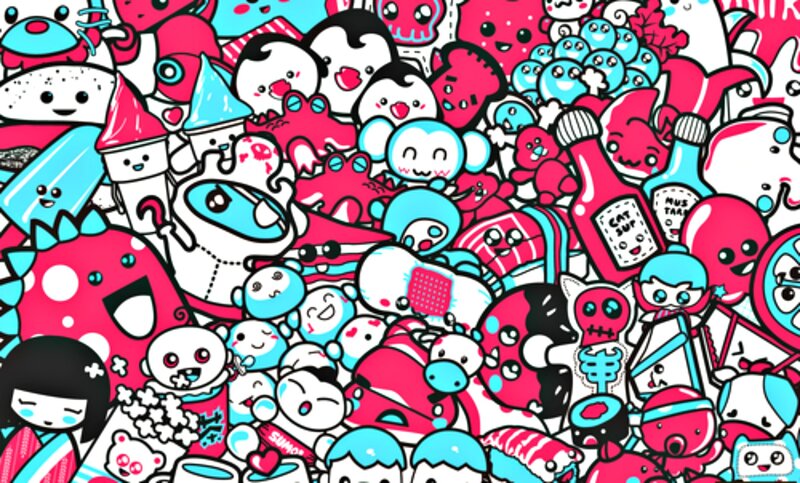 Doodle Collage — Pink