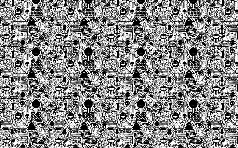 doodle pattern with danger text