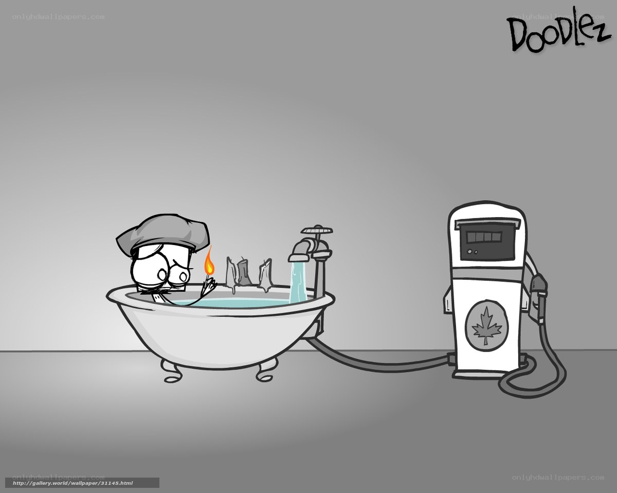 Doodlez cartoon bathtub scene