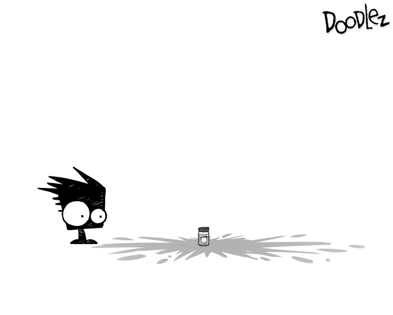 Doodlez character with jar