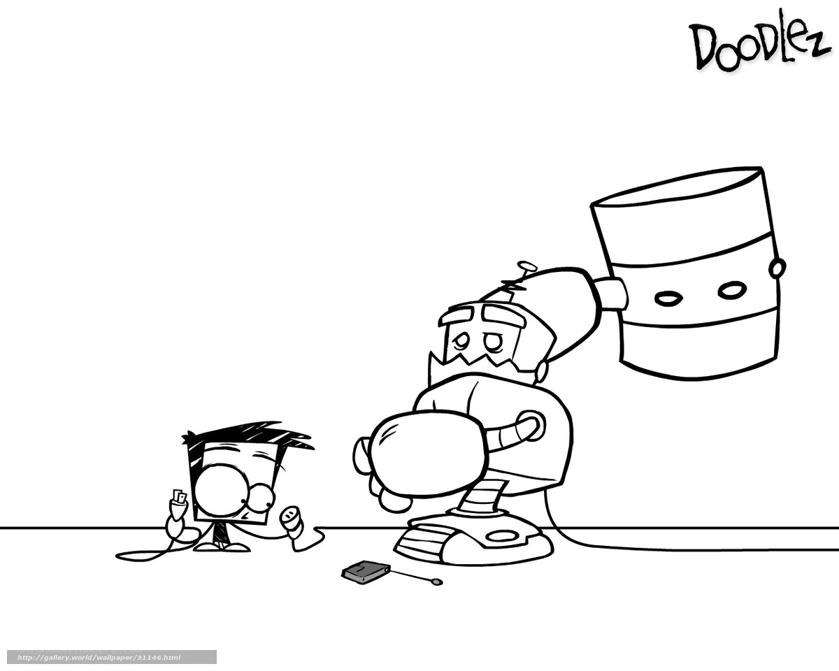 Doodlez robot coloring page
