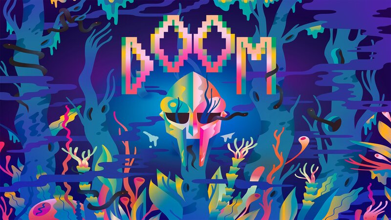 DOOM Logo in Alien Landscape