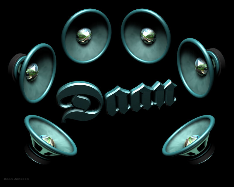 Doom logo with speakers