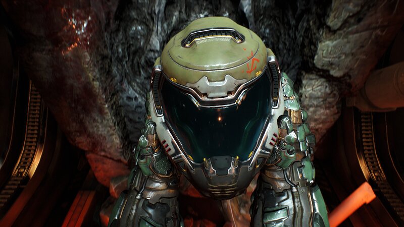 Doom Slayer in Armor — Green, Dark, Dramatic