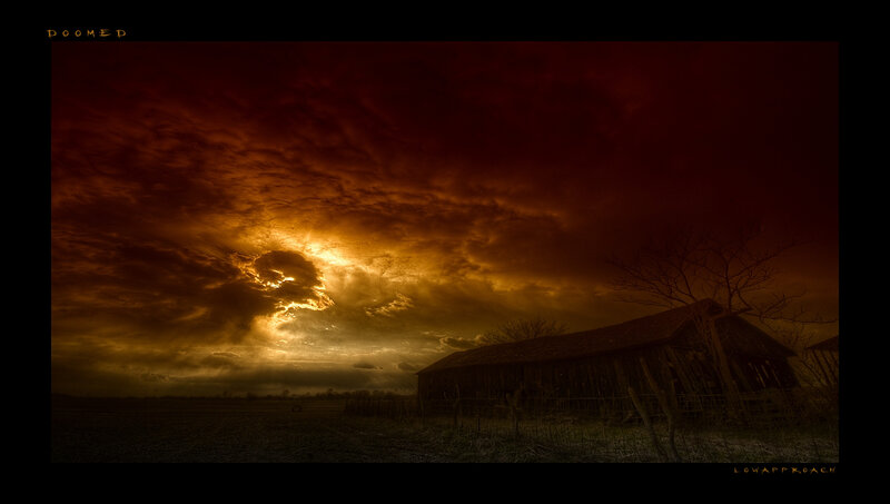 Doomed landscape at sunset
