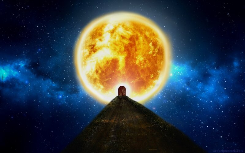 Door on Hill under Sun — Blue, Dramatic