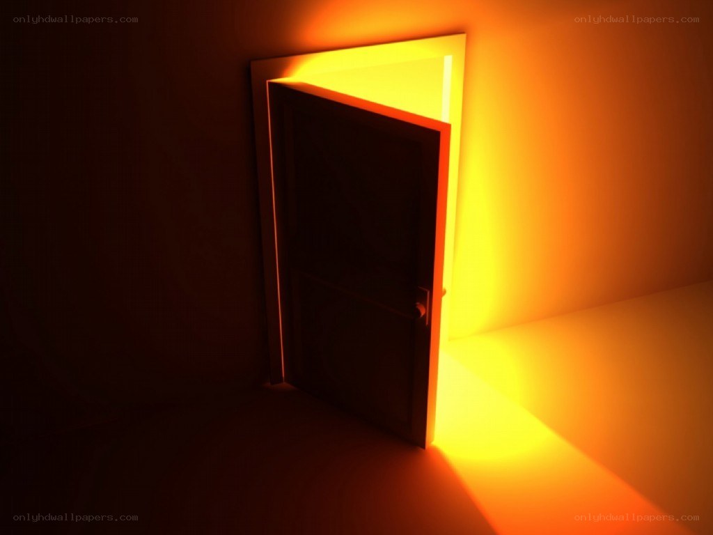 door to glowing light