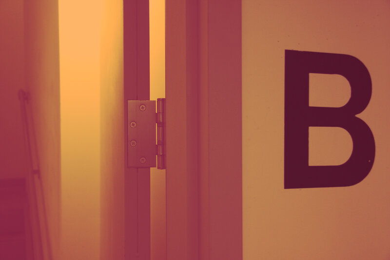 door with letter B