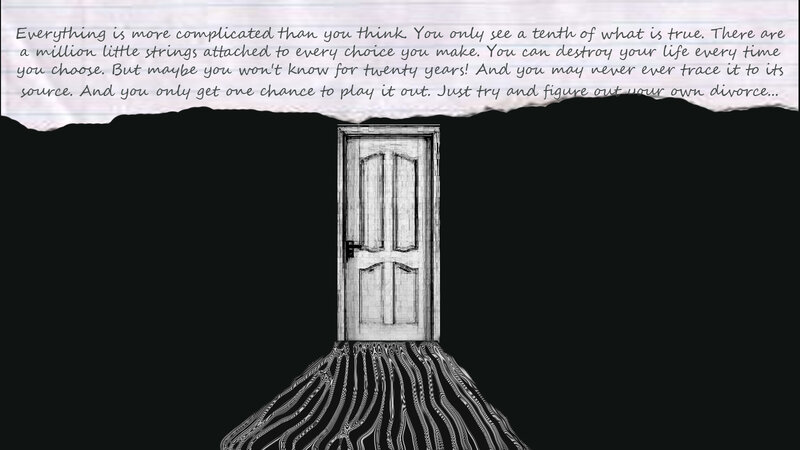 door with text above