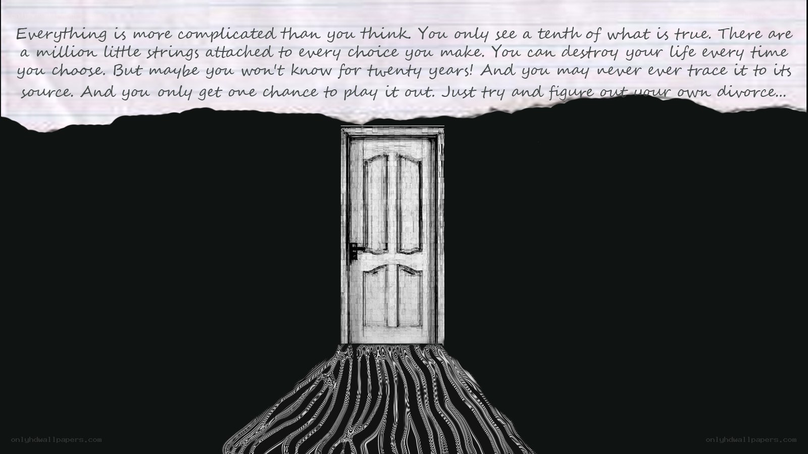 door with text above