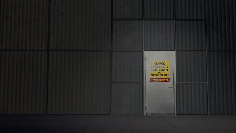 Door with Warning Sign — Gray, Dark