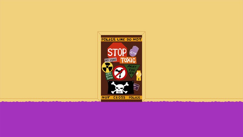 Door with Warning Signs — Yellow