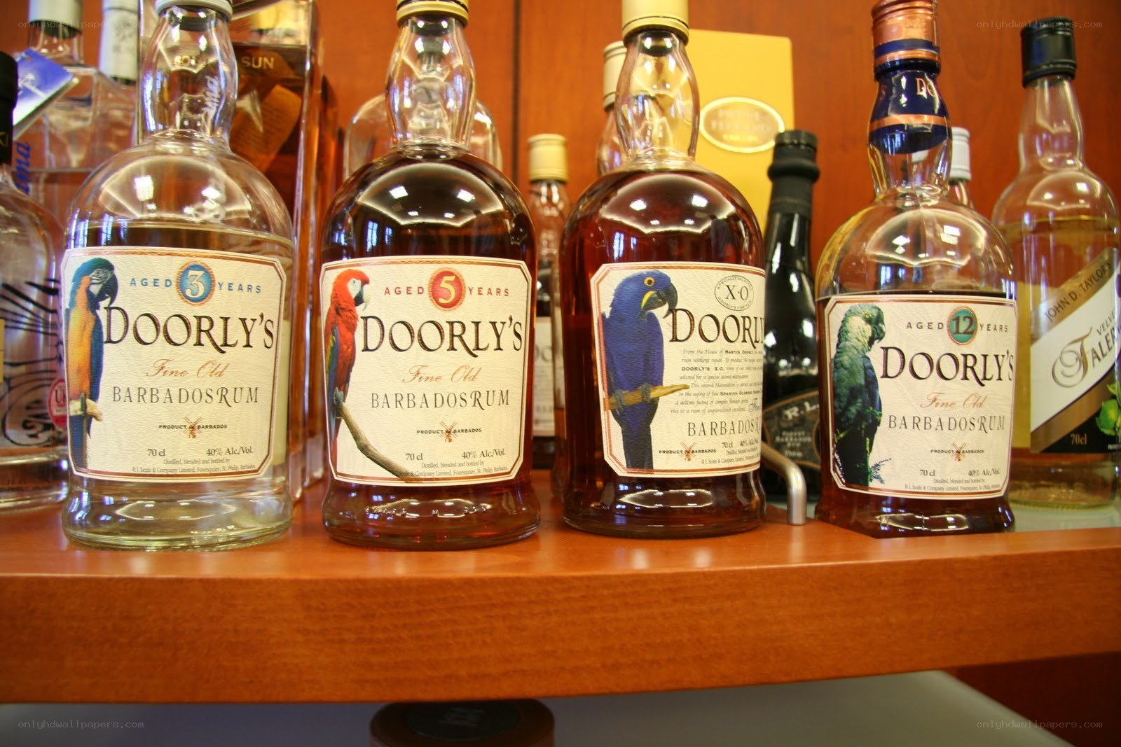 Doorly's rum bottles on display