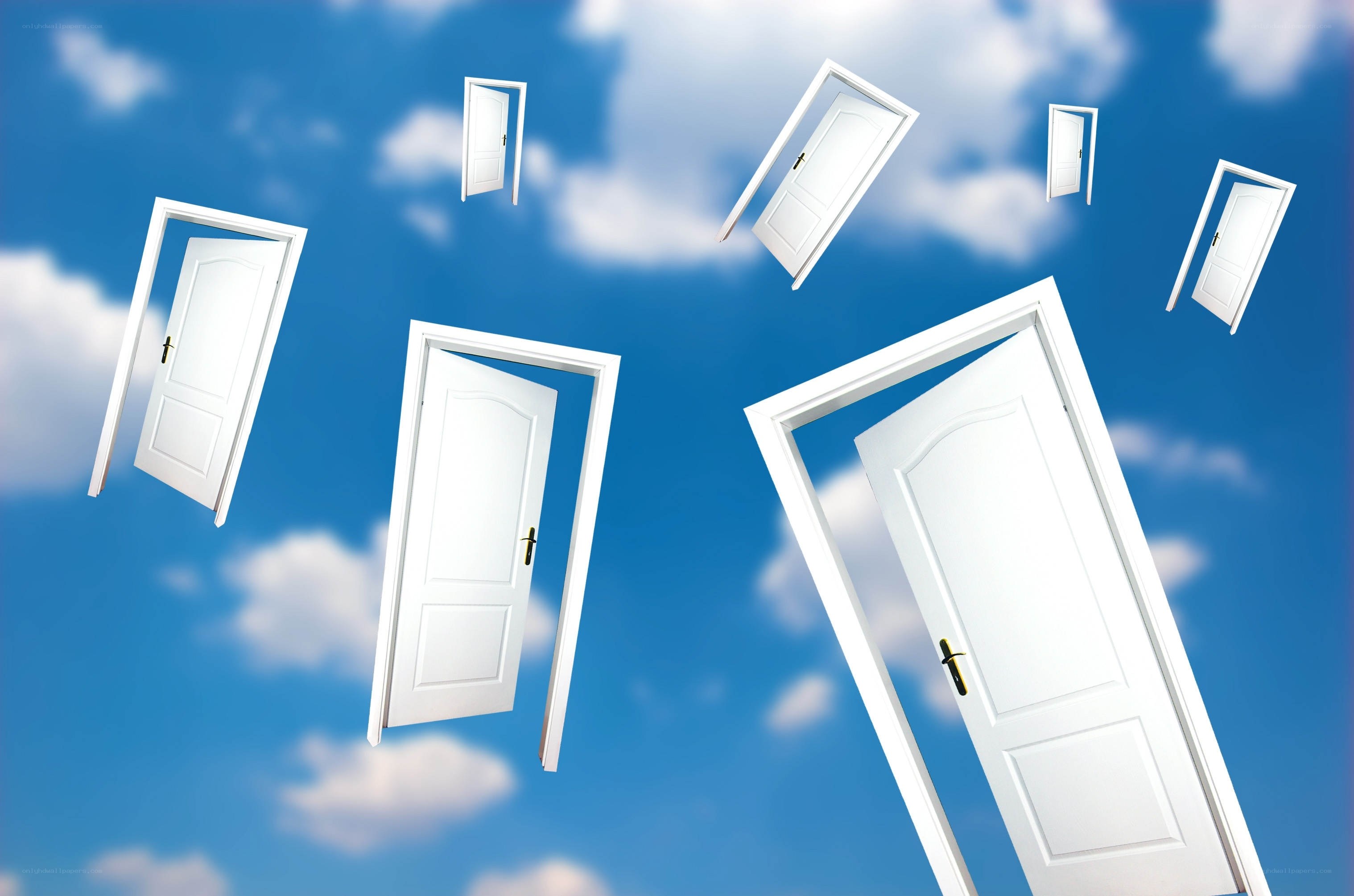 Doors floating in the sky