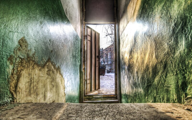 doorway to a city street