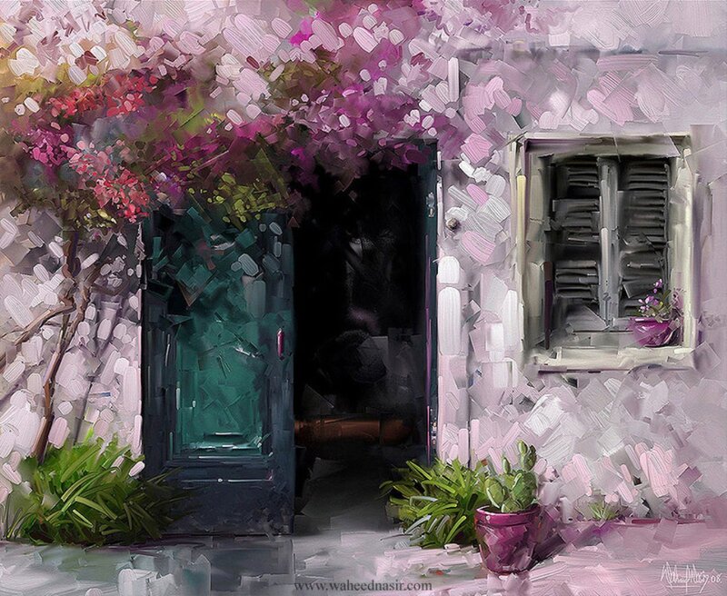 Doorway with Flowering Bush