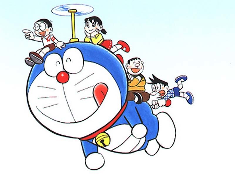 Doraemon and friends flying