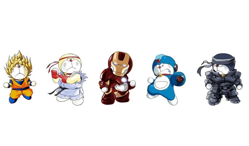 Doraemon characters in various costumes