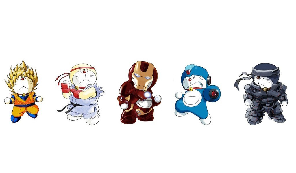 Doraemon characters in various costumes