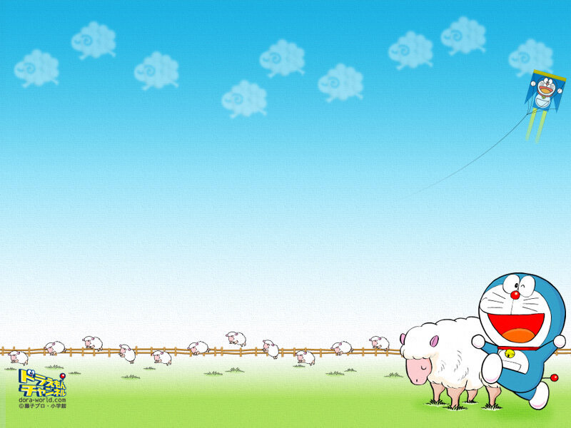 Doraemon flying a kite