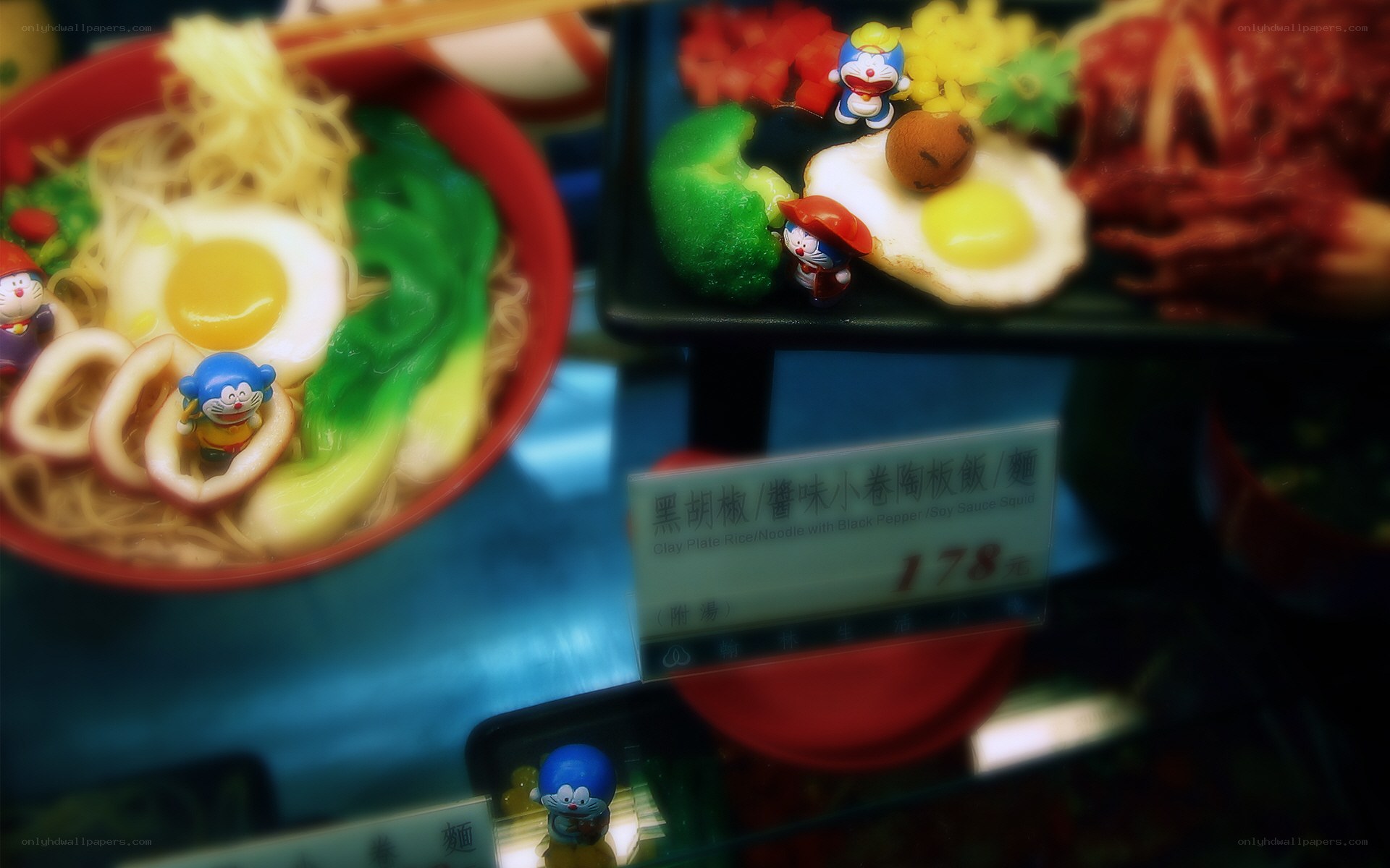 Doraemon-themed food display