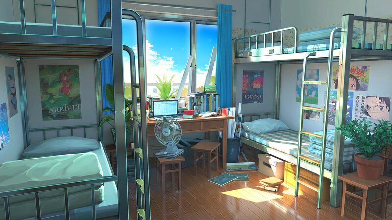 Dorm Room with Bunk Beds — Blue