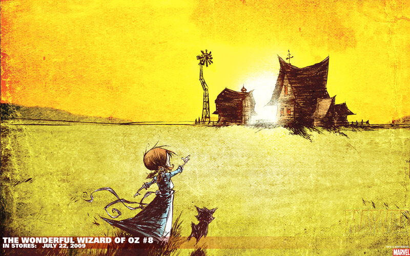Dorothy in the yellow fields