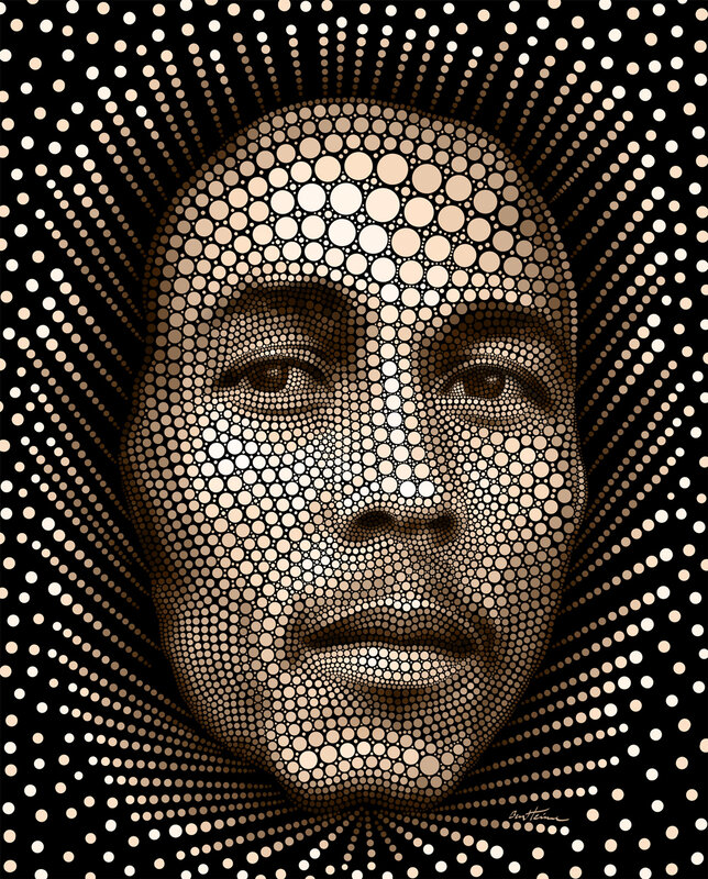 Dot art portrait of a man