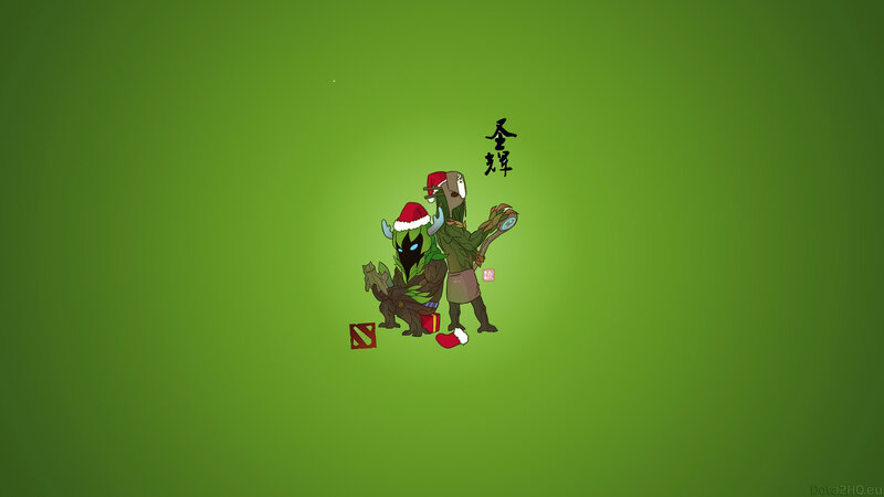 Dota 2 characters in Christmas hats