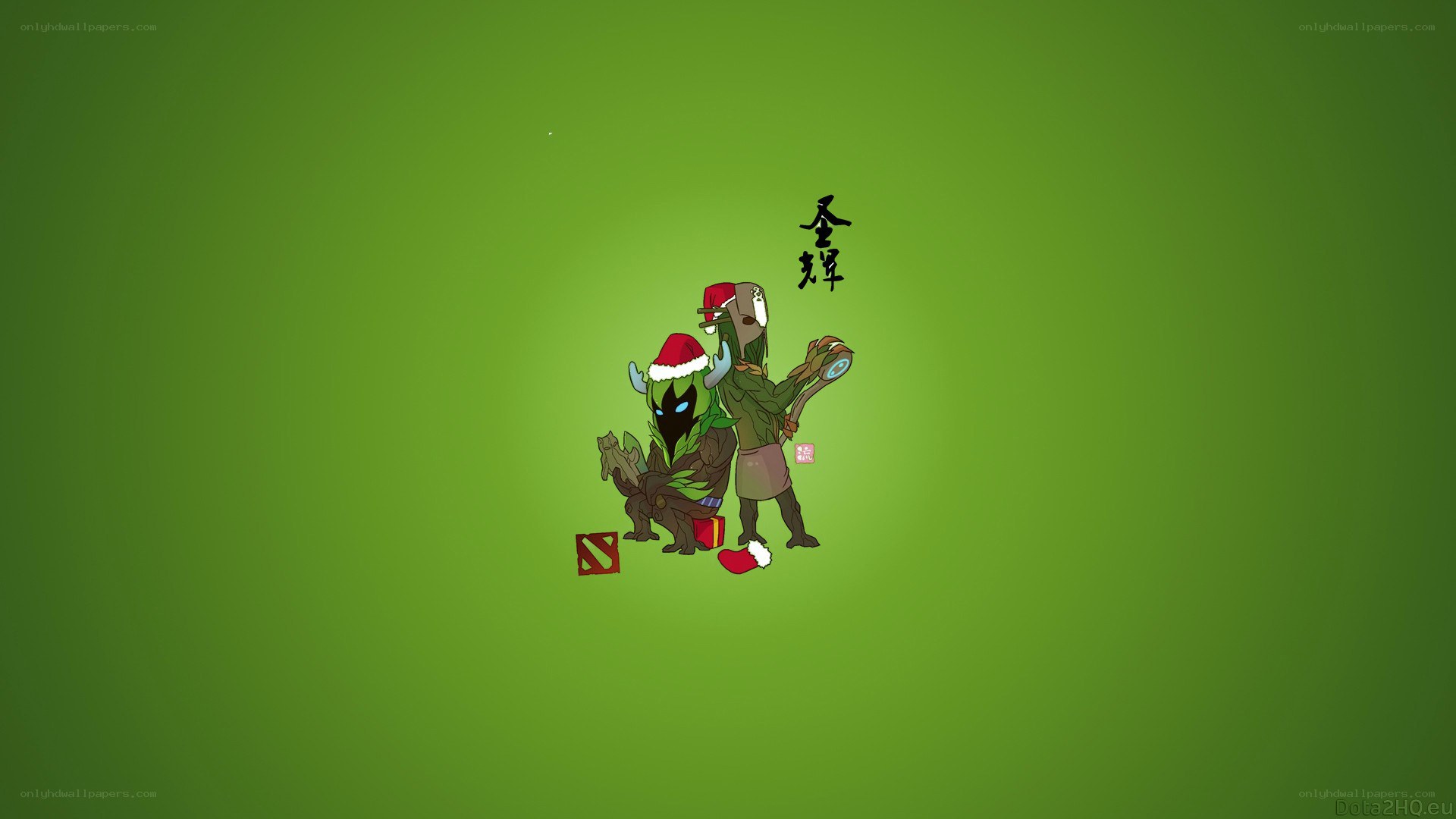 Dota 2 characters in Christmas hats