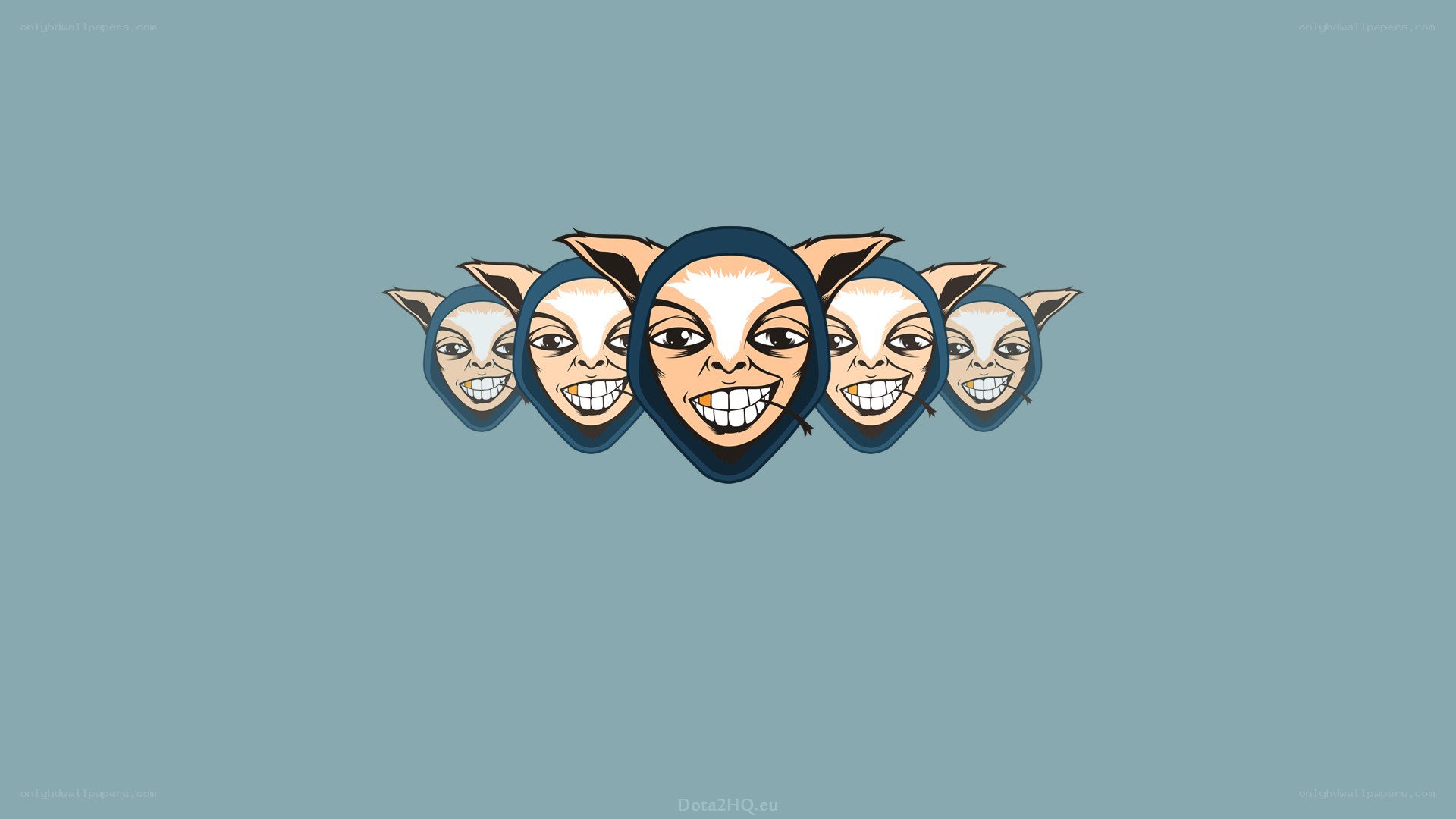 Dota 2 hero faces in a row