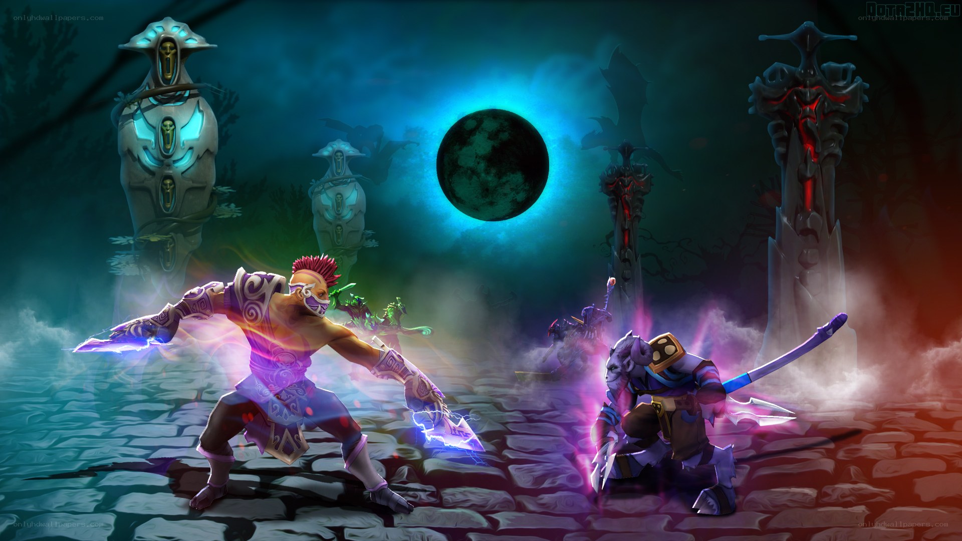 Dota 2 heroes in battle